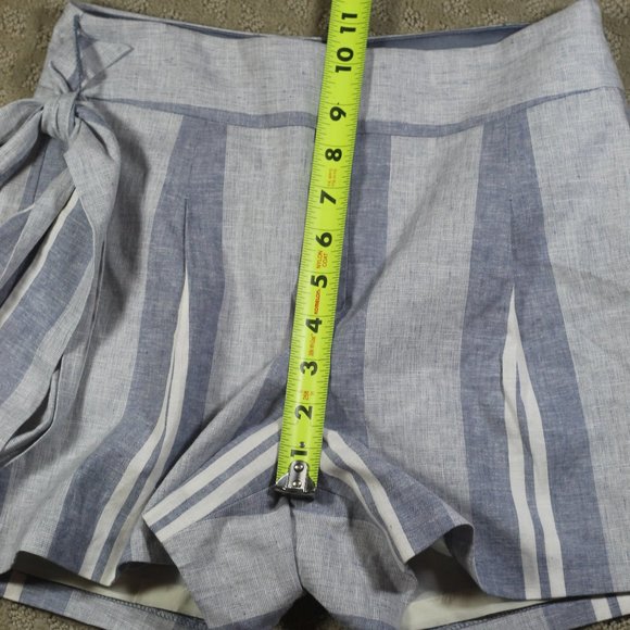 NWOT Express Size 00 Super Shortie High Rise Striped Linen-Blend Sash Tie Shorts - Picture 5 of 5